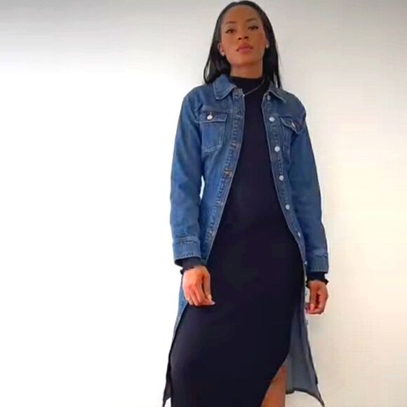 ZARA DENIM MIDI DRESS - Picture 4 of 15